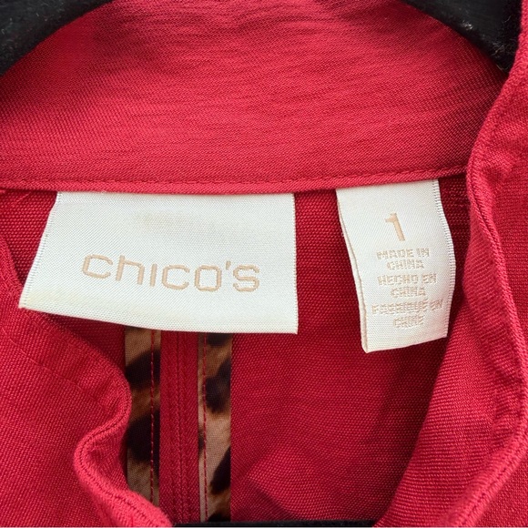 Chico's Women’s Red Lightweight Full Zip Fitted Blazer Jacket Size 1 Medium - Picture 3 of 11